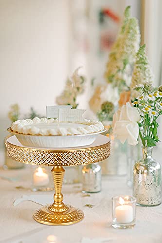 TRSPCWR Gold Cake Stand, 10inch Wedding Dessert Display Cake Stands, Cupcake Holder, Metal Cake Plate Decor for Wedding Birthday Party