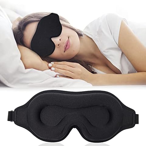 Eye Mask, 100% Blackout 3D Sleep Mask with 15MM Recessed Breathable Eye Sockets for Travel, Naps, Yoga, Meditation,Overnight Sleep Cover