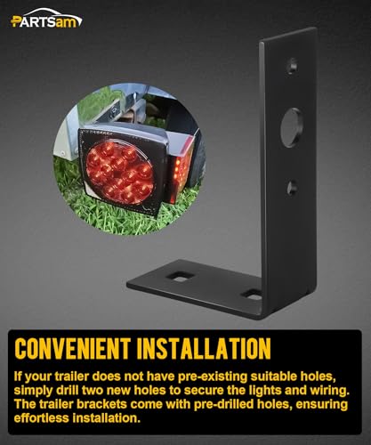 Image of PARTSam 4X Black Trailer Light Brackets L Shape Tail Light Mounting Bracket Electrophoretic Deposition Steel for Boat Utility Trailer Lights Parts Accessories, 4.5 x 3 x 1.5 Inch