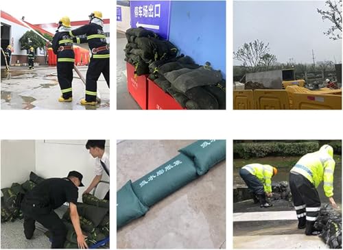 Juego de 10 bolsas de expansión sin arena con barrera contra inundaciones, control de agua, protección contra incendios de emergencia