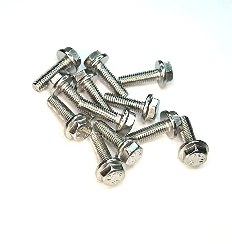 M6 (6mm x 40mm) Flanged Hex Set Screw (Fully Threaded Bolt) - A2 Grade Stainless Steel (pack of 10), Silver, M6 x 40mm - Image 2