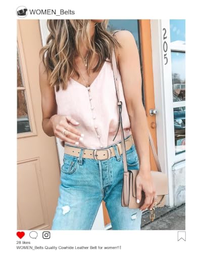 Image of WHIPPY Women Leather Belts for Jeans Pants Fashion Dress Belt for Women with Solid Pin Buckle