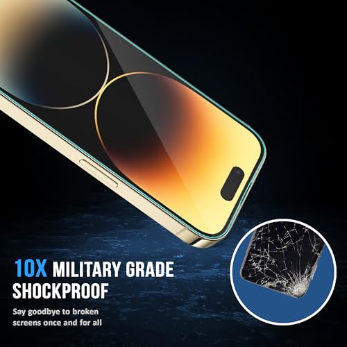 Image of ArmourPro Military-Grade Gorilla Borderless Tempered Glass for iPhone 14 Pro (6.1 Inches) with Installation Kit | Anti Dust Mesh Filter, 9H Hardness Shatterproof, Full Screen Coverage
