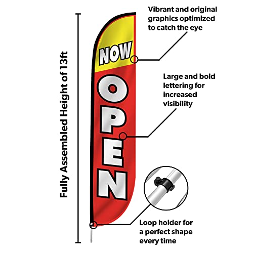 image for LookOurWay Feather Flag Set - 12 Feet Tall Advertising Flag Banner wit