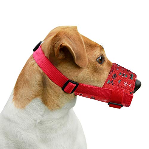 Collardirect Dog Muzzle - Adjustable Soft Breathable Tribal Nylon Dog Mouth Guard Cover For Small, Medium And Large Dogs, Anti Chewing, Barking & Biting (Pattern 1; S) #TOP3