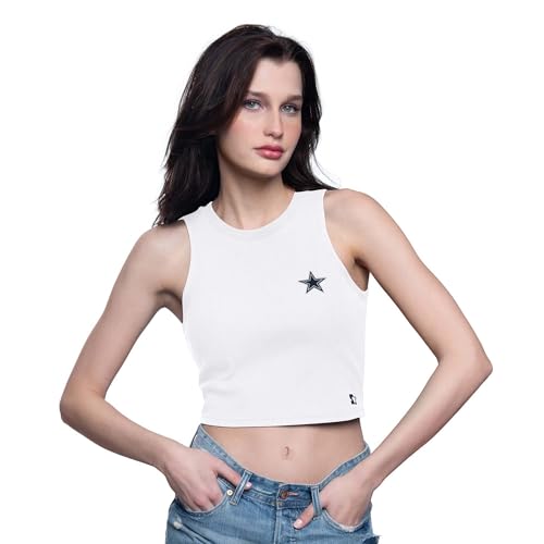 Starter Women's White Dallas Cowboys Show Up Cropped Tank Top