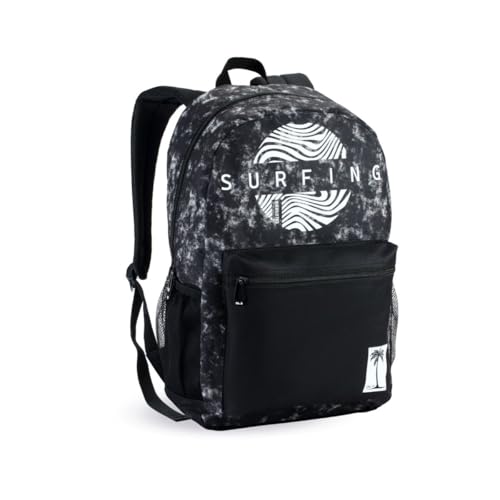 Genérico Mochila Juvenil Grafite Skate Surfing Escolar Reforçada Cinza Média (46cm x 30cm x 16cm)