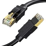 CAT8 Ethernet Cable 50ft, Shielded Ethernet Cable, High Speed 26AWG Cat8 LAN Network Internet Cable 40Gbps, 2000MHz with Gold Plated RJ45 Connector, Heavy Duty Weatherproof for Router, Modem, Gaming