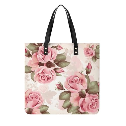 Grand sac cabas en cuir synthétique de haute qualité au motif floral raffiné