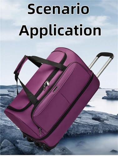 Foldable Extra Large Sport Bag，Waterproof Lightweight Traveling Suitcase，Telescopic Handle Suitcase With Directional Wheels Rolling Travel Bag,for Women Men(Brown)2