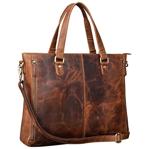 STILORD 'Amber' Maletín de Cuero Vintage para Portátil de Mujer Cover