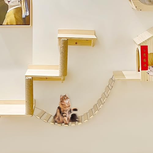 Escalera y puente para gatos 40in en madera miniatura 4