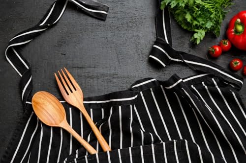 Image of 100% Cotton Cooking kitchen Apron for Women and Men chef apron With adjustable neckstrap and ties with center pocket with strong and durable cotton apron