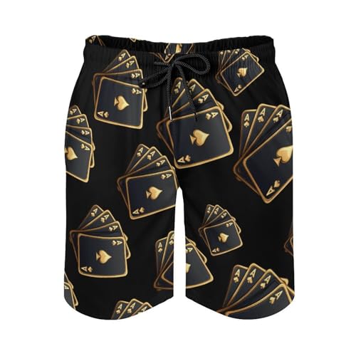 Poker Black Gold Playing-Cards Mens Swim Trunks Quick Dry Board Shorts Beach Swimwear Bathing Suits2