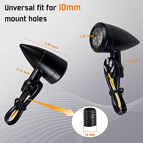 Nthreeauto Rear Led Turn Signals Bullet Motorcycle Blinkers Amber Red Brake Tail Light Compatible With Harley Sportster Dyna Honda Shadow Yahama Suzuki Kawasaki Chopper Bobber (Diode Bulbs) #TOP5