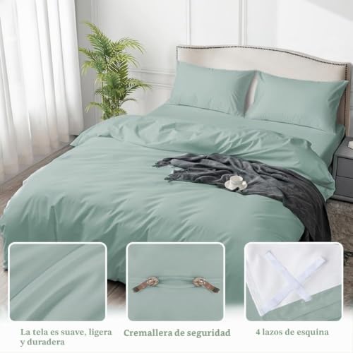 Funda nórdica impermeable verde con doble cremallera para cuidar el descanso de niños y ancianos 5