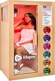 LifePro Rejuvacure 1/2 Person Indoor Sauna — Far Infrared Sauna for Home with Chromotherapy Lights — Carbon Fiber Panels, Tempered Glass Door, Canadian Hemlock Wood and Bluetooth Sound System
