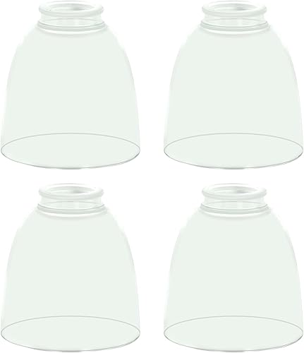 Paquete de 4 fundas de repuesto para ventiladores de techo, pantallas de vidrio transparente con forma de campana, ajuste de 1.65 pulgadas de altura