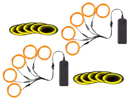Image of MaxLax EL Wire, Portable Neon Lights - 5M Electroluminescent Wire for Halloween, Christmas, Blacklight Run & DIY Decoration (Yellow, 2Pack)