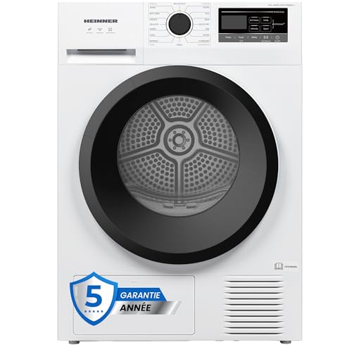 HEINNER HHPD-M7N13PBKE++ – Sèche-linge à pompe à chaleur 7 kg, 16 programmes, écran LED, noir, classe énergétique E, Garantie 5 ans (7 KG)