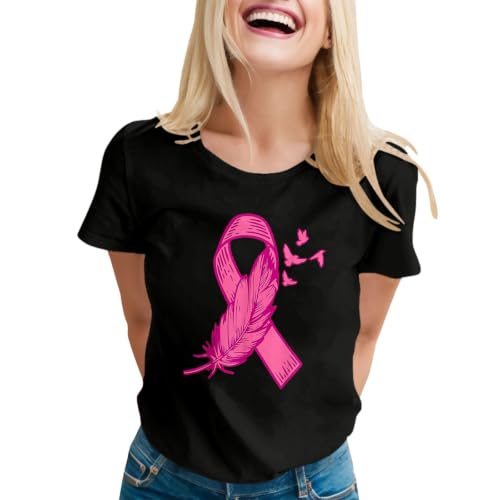 Womens Shirts Pink Ribbon Breast Cancer Awareness Support Shirt Inspirational Breast Cancer Survivor Gifts Tees - image 1