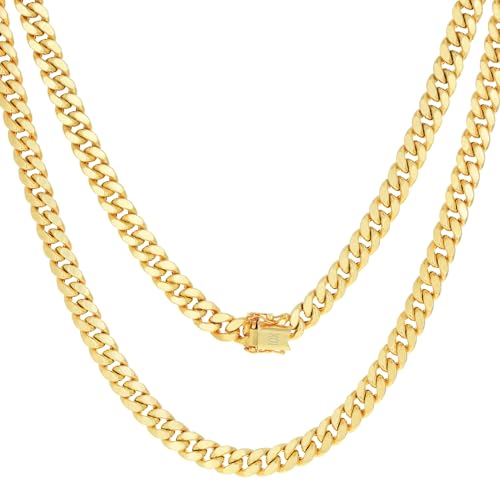 Nuragold 10k Real Yellow Gold Miami Cuban Link 5.5mm Chain Necklace (16