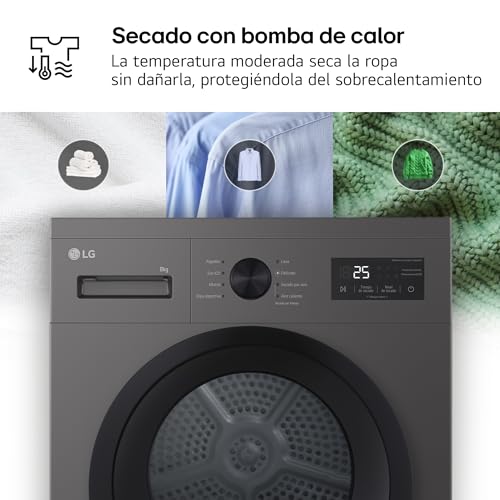 Miniatura 4 de Lg Rha1008ndk - Secadora De Ropa 8kg, Bomba De Calor Y Carga Frontal, D, Secadora Lg Serie 100, 65 Db, Secado Por Bomba De Calor, Led Display, Ahorra Energía Y Tiempo, Color Grafito