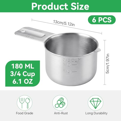 6 Piezas Vaso Medidor 180 ml Acero Inoxidable miniatura 2