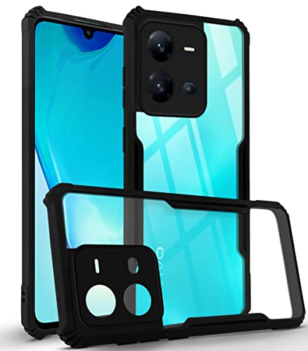 Image of Jkobi Back Cover Case for Vivo V25 5G (Crystal Glass Back | Camera Protection | Shockproof Bumpers | Professional Black)