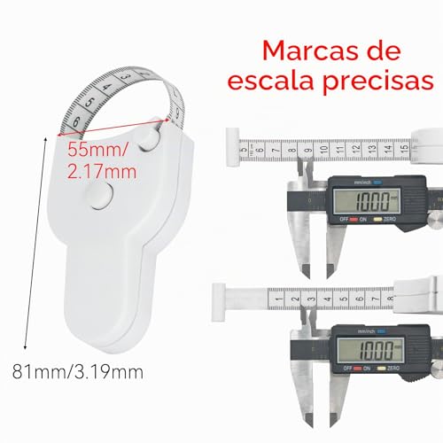 Miniatura 2 de Cinta Métrica Para El Cuerpo, Cinta Métrica Suave, 150 Cm, Cinta Métrica Para Sastre, Medidas Corporales, Cinta Métrica Retráctil Blanca