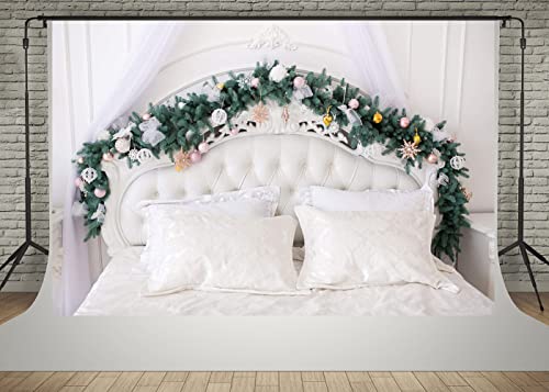 Kate 7x5ft Boudoir Christmas Photography Backdrops Christmas Tree Decoration Bedroom Headboard Background Photo Children Baby Shower Backdrop Shooting