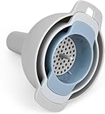 3-Piece Kitchen Funnel Set - Nested Funnels with Handle, Wide Mouth Food Grade Plastic, Detachable Strainer Filter for Liquids, Dry Ingredients, and Powder (1)