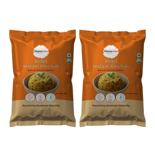 Image of HAPPYSUN Millet Instant Khichdi | Ready to Cook Meal | Roasted Jowar & Vegetables | 60g | Pack Of 2