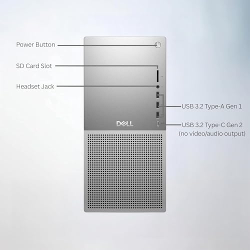 Image of Dell Tower Plus EBT2250 Desktop Computer - Series 2 Intel Core Ultra 9 285K CPU, 16GB DDR5 RAM, 2TB NVMe SSD + 8TB HDD, NVIDIA GeForce RTX 5060 8GB GDDR7, Windows 11 Home, Platinum