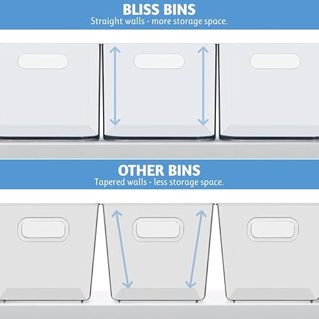 STORi Bliss 10 x 6 Open Clear Pantry Organizer Bin, Set of 4, Plastic Containers with Handle for Kitchen, Fridge, Cabinet, Closet, Bathroom, Undersink Storage Made in USA