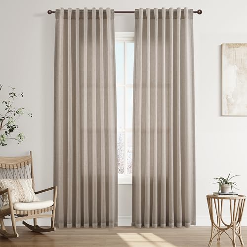 Image of Joywell Linen Curtains 84 Inches Long for Living Room Ecru