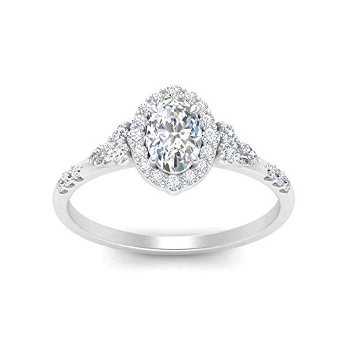 Bague de fiançailles halo style édouardien ovale en argent sterling 925