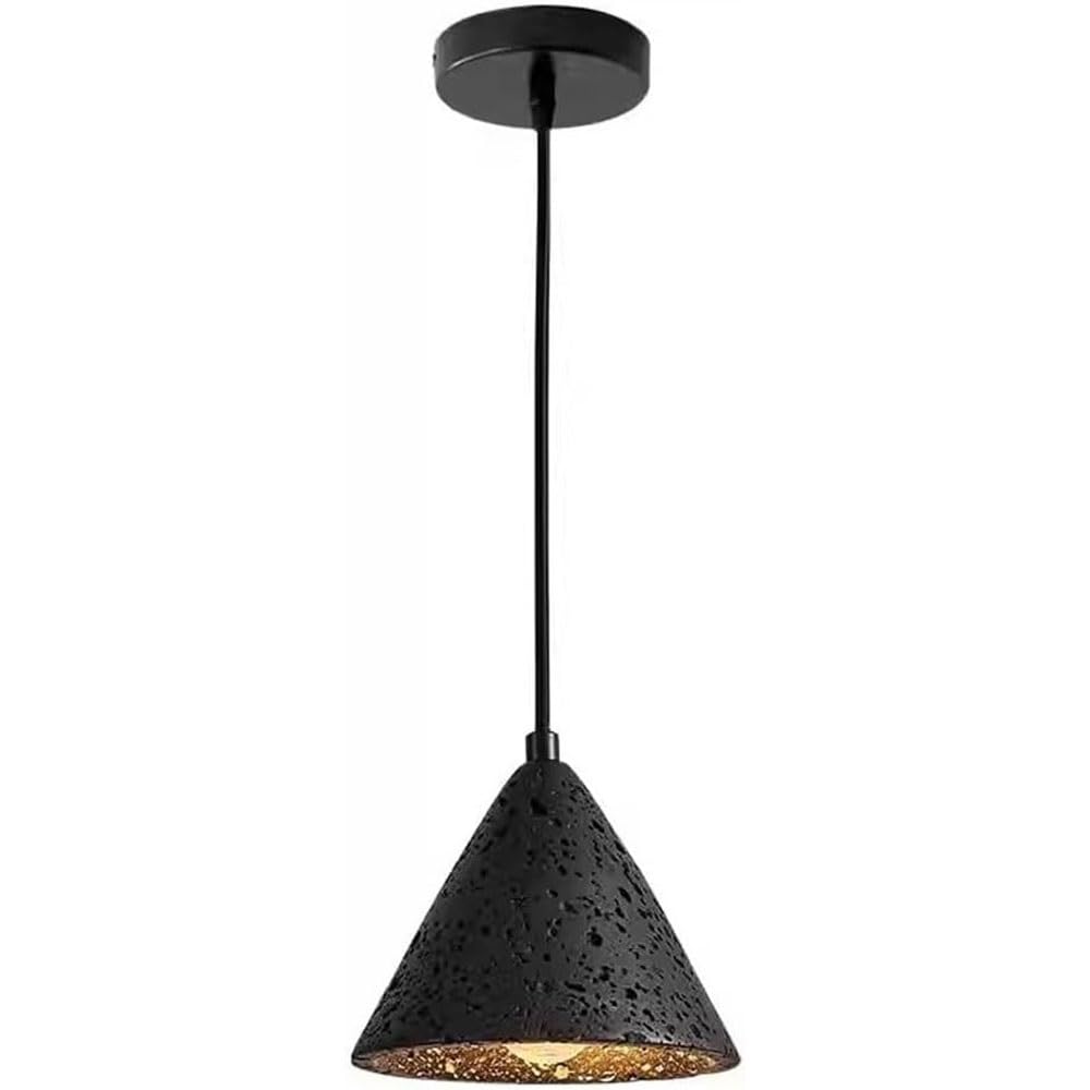 FEITENGDA Modern Cone Shaped Black Travertine Pendant Light Adjustable Hanging Cord Ceiling Fixture Minimalist Industrial Hanging Lamp for Dining Room Kitchen Island Bar Counter