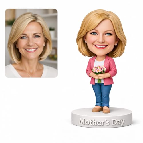 Custom Bobblehead from Photo – Personalized for Mom Grandma, Handmade Clay Figurine, Unique Keepsake