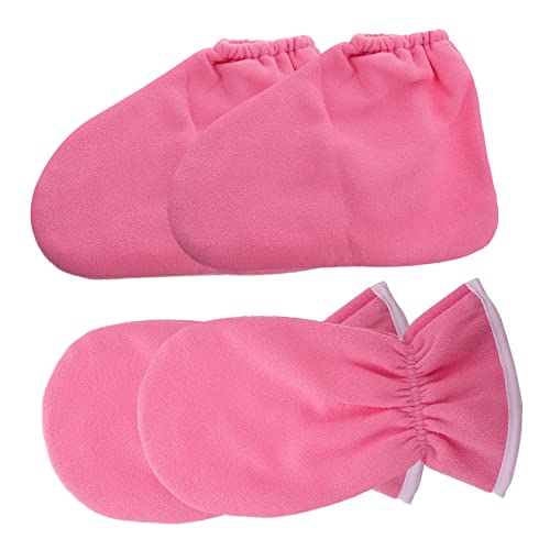 SHERCHPRY 4pcs Paraffin Wax Foot Socks Hand Care Gloves Spa Booties Paraffin Wax Therapy Gloves for