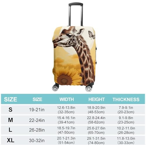 Giraffe And Sunflower Luggage Cover, Washable Elastic Suitcase Cover Protector Fit 18-32 Inch Luggage2