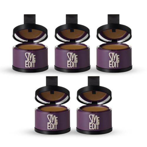 Image of Style Edit Root Touch Up Powder | Temporary Hair Color for Gray Roots and Thinning Hair | Salon-Quality, Transfer-Resistant Hair Concealer | Medium Brown, 0.13 oz (Pack of 5)