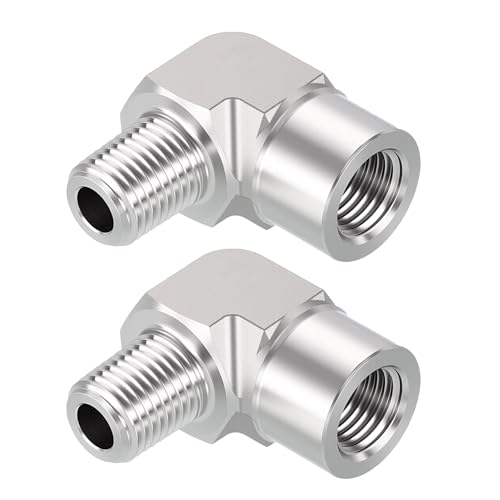 METALLIXITY 2PCS 3/8"FNPT x 3/8"MNPT 90 Degree SUS304 Barstock Street Elbow