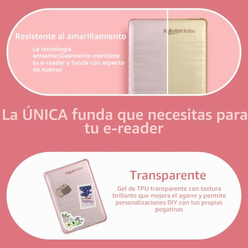 Miniatura 5 de Tudia Skn Diseñado Para Kobo Clara Hd Case 6 218 Contraportada, Esquinas Reforzadas Gel De Silicona Delgado Anti-Amarillamiento A Prueba De Golpes Parte Trasera Transparente Ligero Agarre Parac