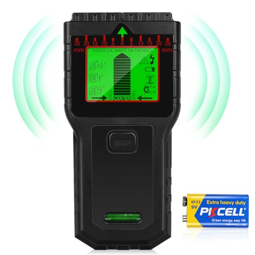 Stud Finder Wall Scanner - 8 in 1 Stud Detector with LCD Display & Audio Alarm, Wire Detector for Wall Wood AC Wire Metal Studs Cable Joist Pipe Detection (Black)