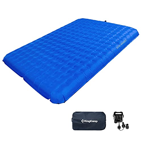 KingCamp Double Camping Air Bed Sleeping Pad Ultralight with Battery Operated Pump for Backpacking, Self-Driving Tour, Hiking, Tent, Blue