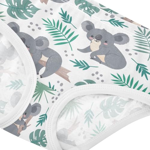 Wusikd Koalas Girls' Underwear Cotton Palm Leaves Girls Briefs Soft Toddler Underwear 4T Multi4
