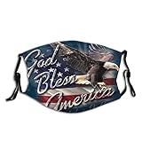God Bless America Eagle Face Mask for Adults Teens Face Cover Washable Adjustable Bandana Balaclava...