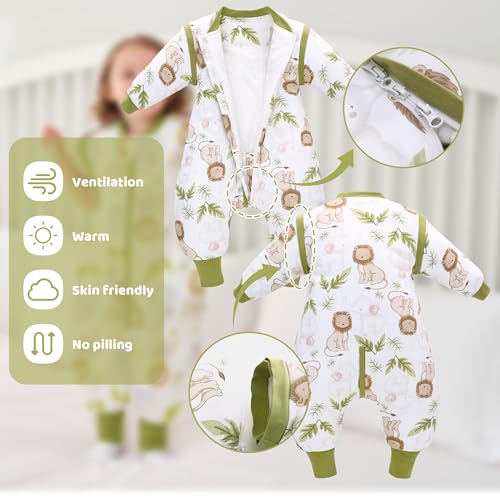 Image of LAT Winter Baby Sleep Bag with Feet,3-way zip Wearable Blanket with Removable Sleeves,Warm Sack for Toddler 2.5 TOG
