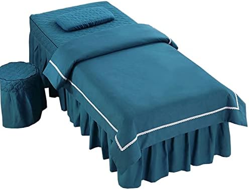 Beauty Salon Bedspread 4-Piece Light Luxury Thick Massage Therapy Bed Sheet Bed Cover Beauty Bed Cover Massage Salon Bed Bedspread with (Colour: Blue Size: 70185 cm) (Blue 80 x 190 cm) image 4